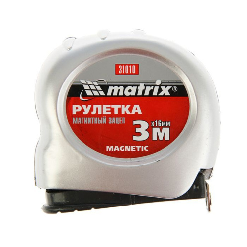 Рулетка 3м х 16мм пластиковый корпус с магнитным зацепом, Magnetic Matrix 31010