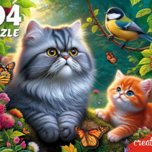 Пазлы 104 элемента Котики с синицей Ф104-7603