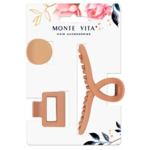 Крабы для волос Monte Vita набор 3шт. Soft touch, коричневый, 4см/5см/11см 457031