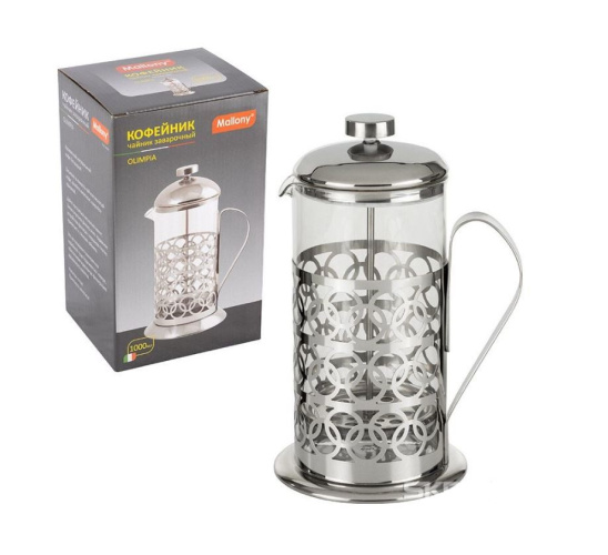 Френч-пресс 1л нержавеющая сталь+стекло Olimpia Mallony T046-1000ML/950093