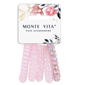 Резинки для волос Monte Vita набор 5шт. пружинка, 5см, розовые 457062