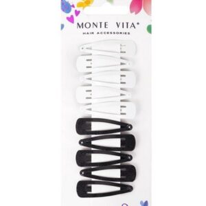 Заколки для волос Monte Vita набор 10шт. клик-клак, белые/черные, 4см 457085