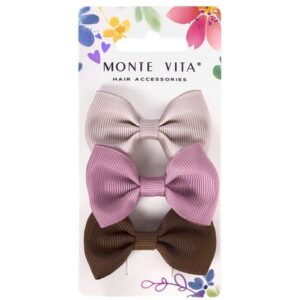Заколки для волос Monte Vita набор 3шт. на зажиме с бантиком, ассорти, 7см 457096