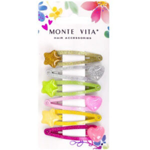 Заколки для волос Monte Vita набор 6шт. клик-клак, с декоративными элементами ассорти, 5см 457089