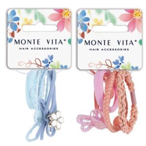 Резинки для волос Monte Vita набор 4шт. с декором, 5см, ассорти 457069