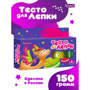 Тесто для лепки 6 цветов 150г, в коробке Развивашки П101/3131046
