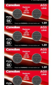 Батарейка часовая Camelion Mercury Free (0%Hg) AG 5 LR754 393A (10шт. на блистере) ЭН-12813