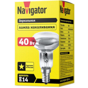 Лампа накаливания зеркальная ДЗК 40Вт 230В Е14 R50 теплый белый свет, в индивидуальной упаковке Navigator NI-R50-40-230-E14