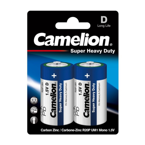 Батарейка Camelion солевая Heavy Duty Blue R20 ( 2шт. на блистере) ЭН-3217